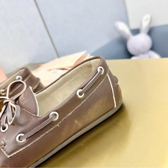 Miu Miu Chocolate Brown Leather Flats - Picture 9 of 9